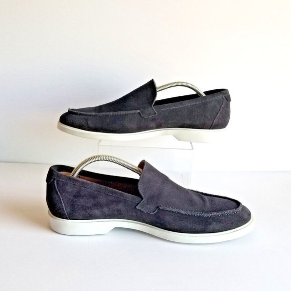 RUDY'S Paris Mommy Navy Nubuck Calfskin Leather Moccasins Sz 43 10 Blue Loafers - Picture 4 of 12